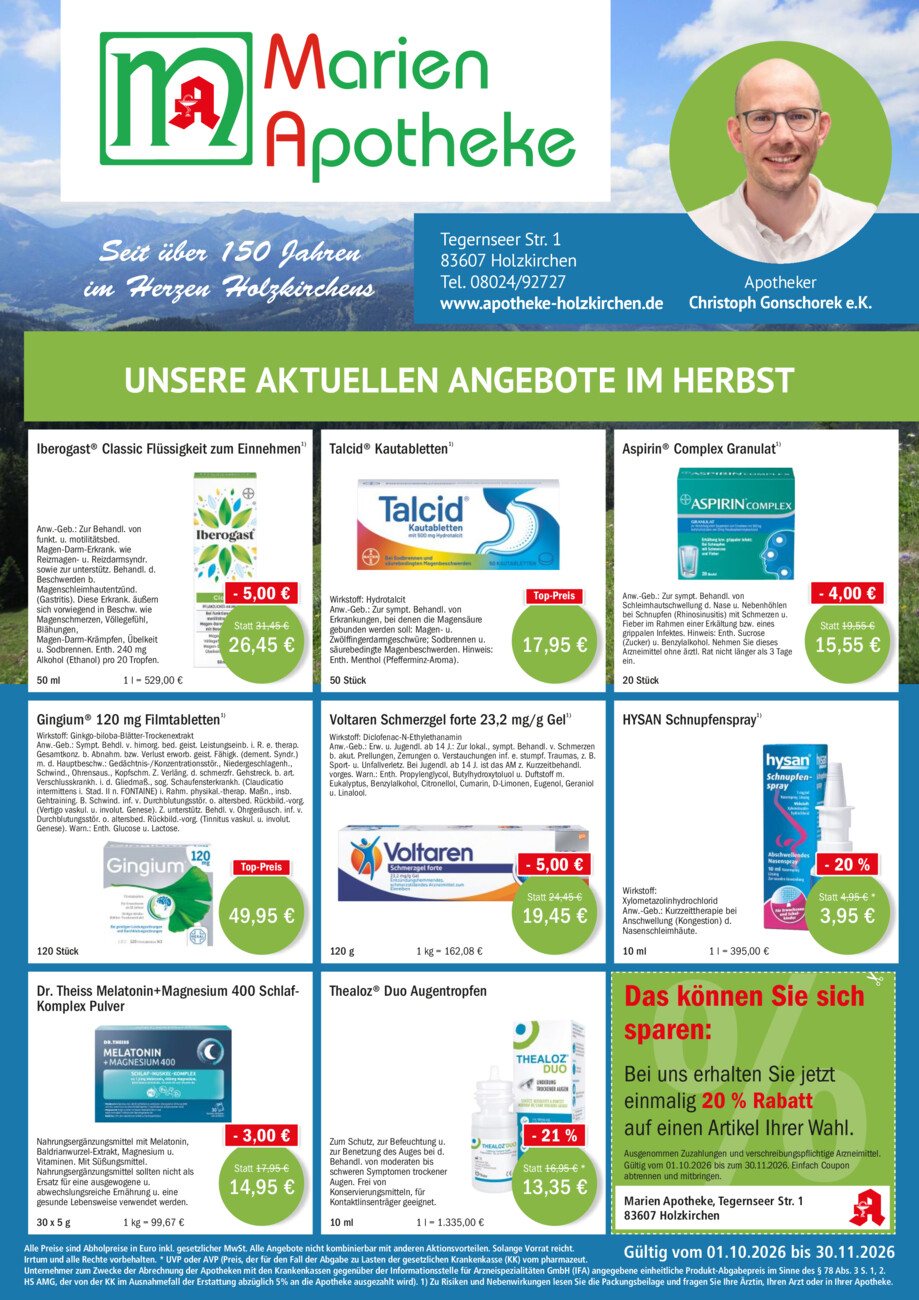 Marien Apotheke vom Freitag, 02.10.2026