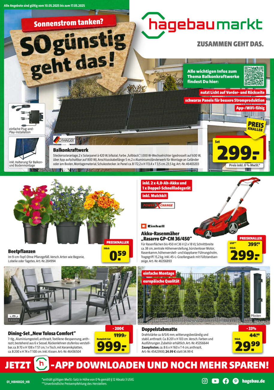 Hagebaumarkt vom Samstag, 10.05.2025