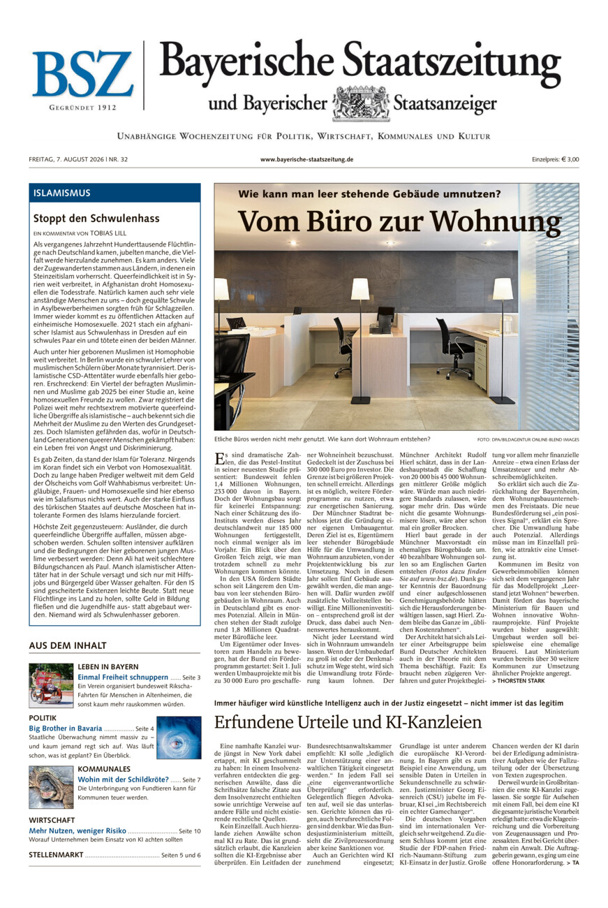 Bayerische Staatszeitung vom Freitag, 07.08.2026