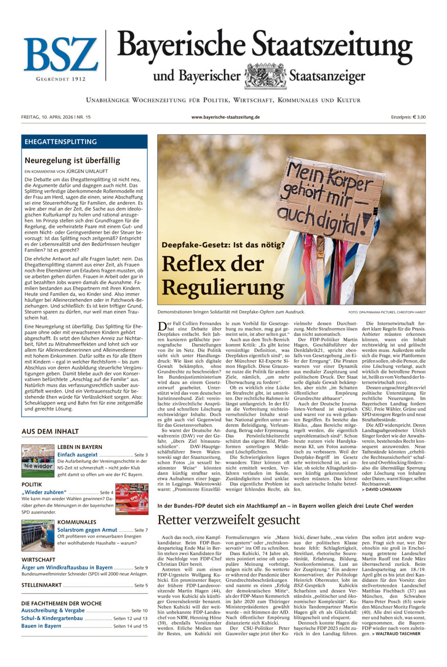 Bayerische Staatszeitung vom Freitag, 10.04.2026