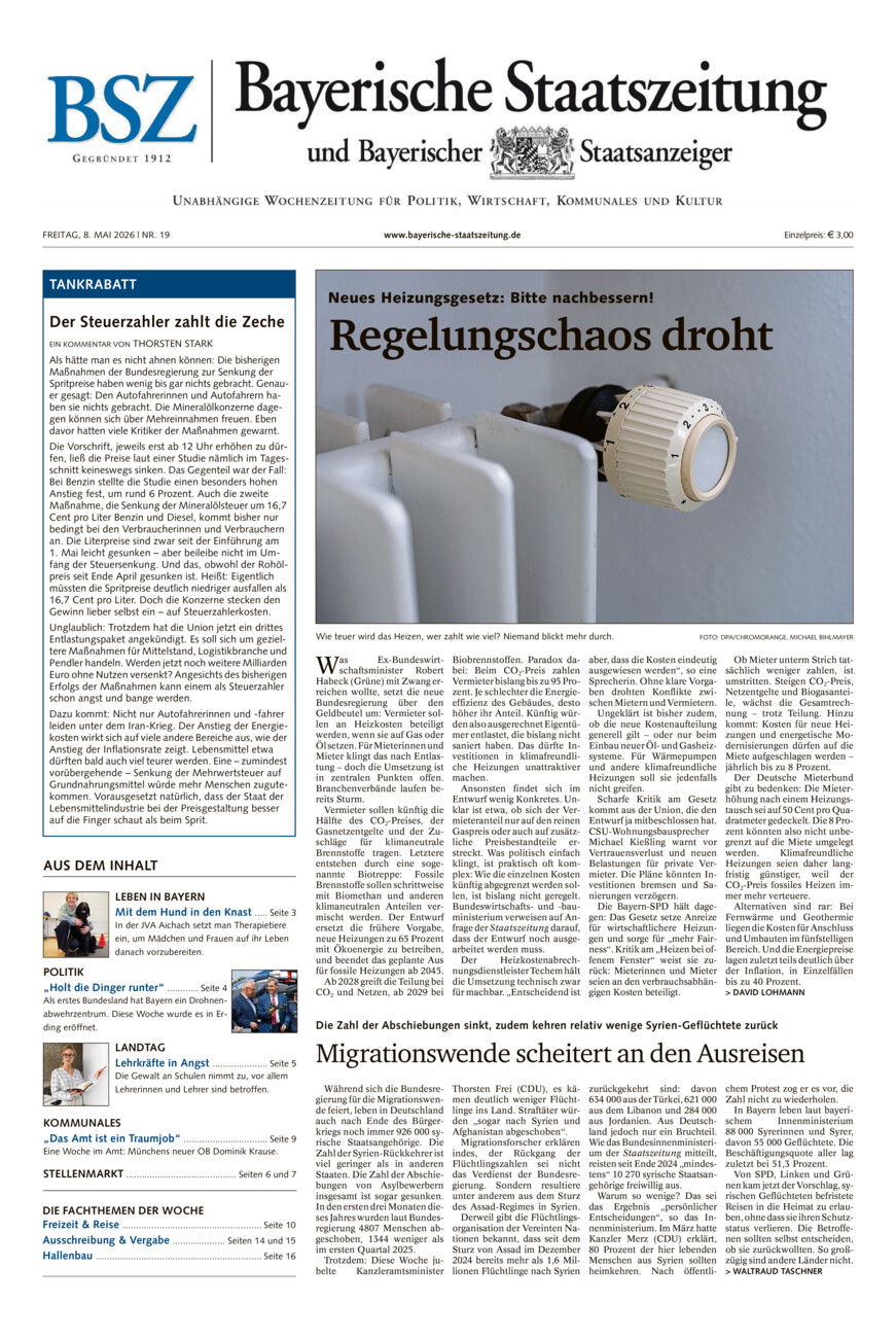 Bayerische Staatszeitung vom Freitag, 08.05.2026