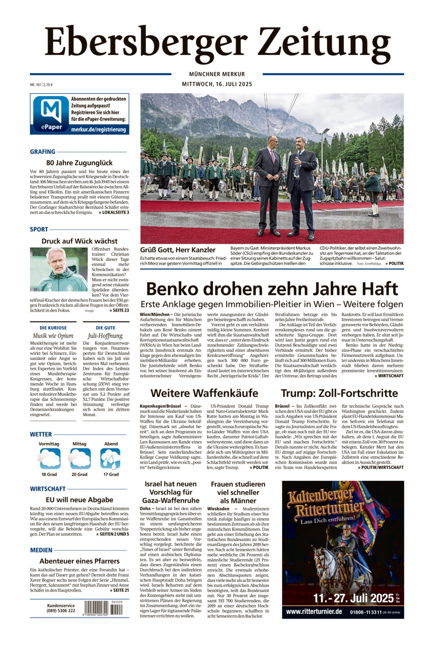Ebersberger Zeitung vom Mittwoch, 16.07.2025