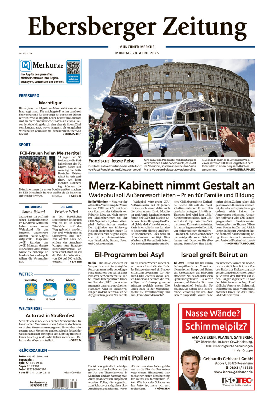 Ebersberger Zeitung vom Montag, 28.04.2025