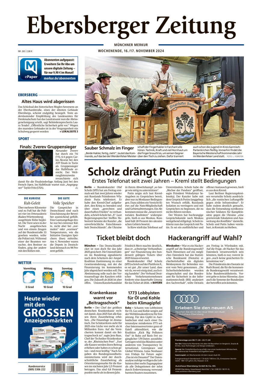 Ebersberger Zeitung vom Samstag, 16.11.2024