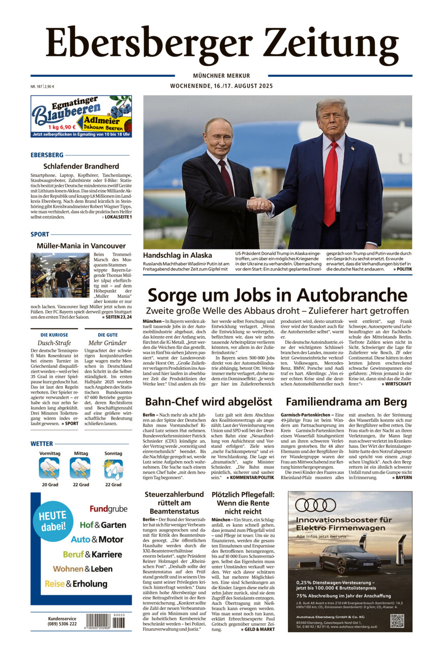 Ebersberger Zeitung vom Samstag, 16.08.2025