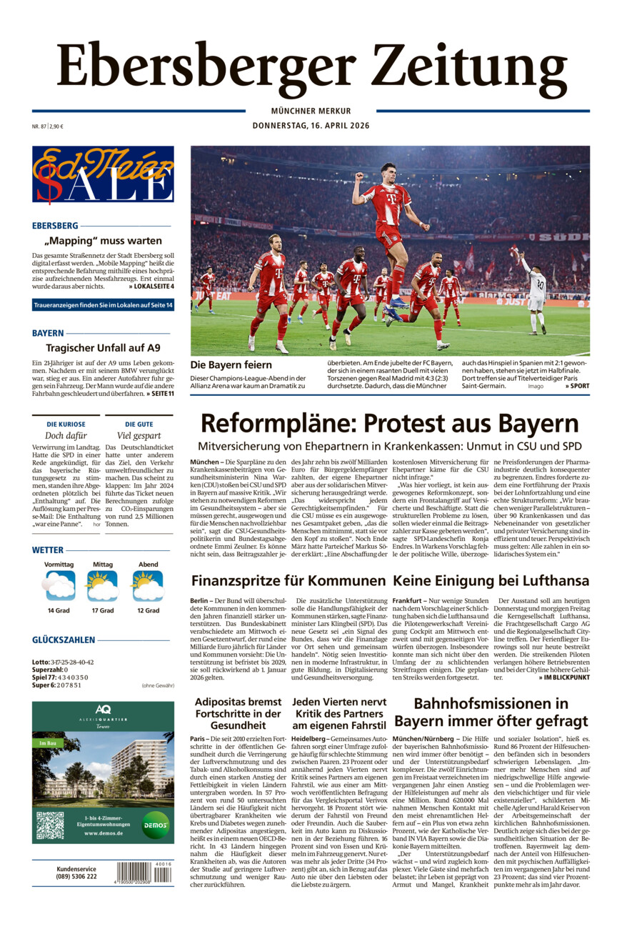 Ebersberger Zeitung vom Donnerstag, 16.04.2026