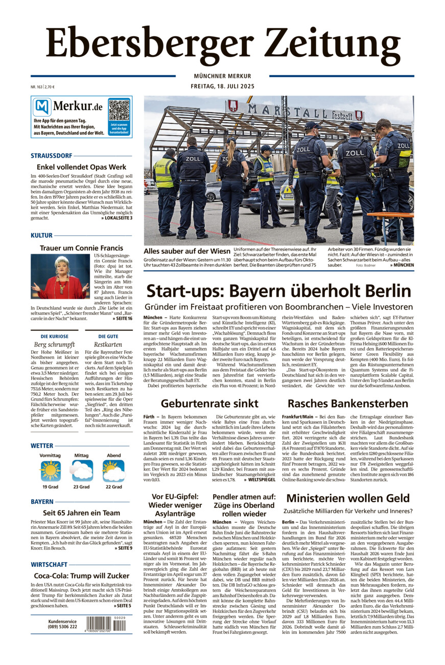 Ebersberger Zeitung vom Freitag, 18.07.2025