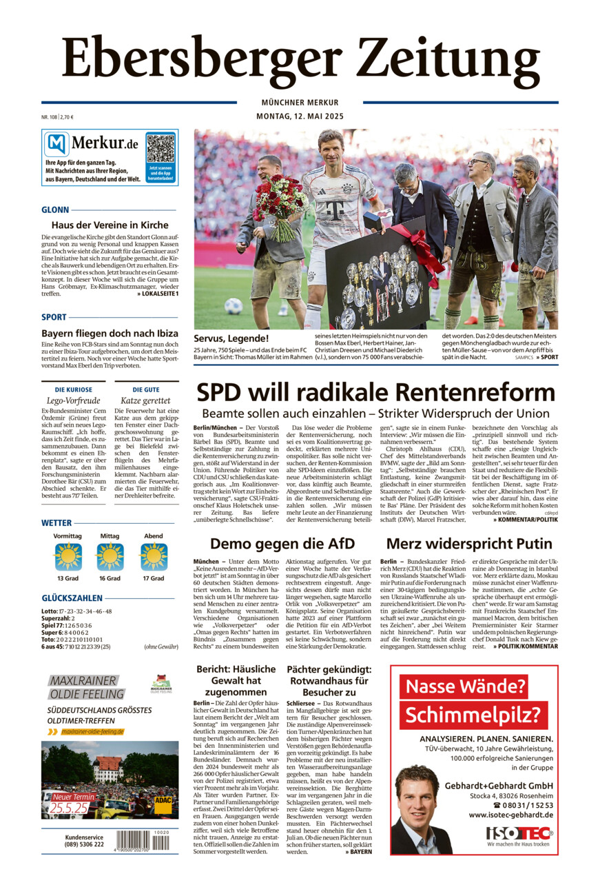 Ebersberger Zeitung vom Montag, 12.05.2025