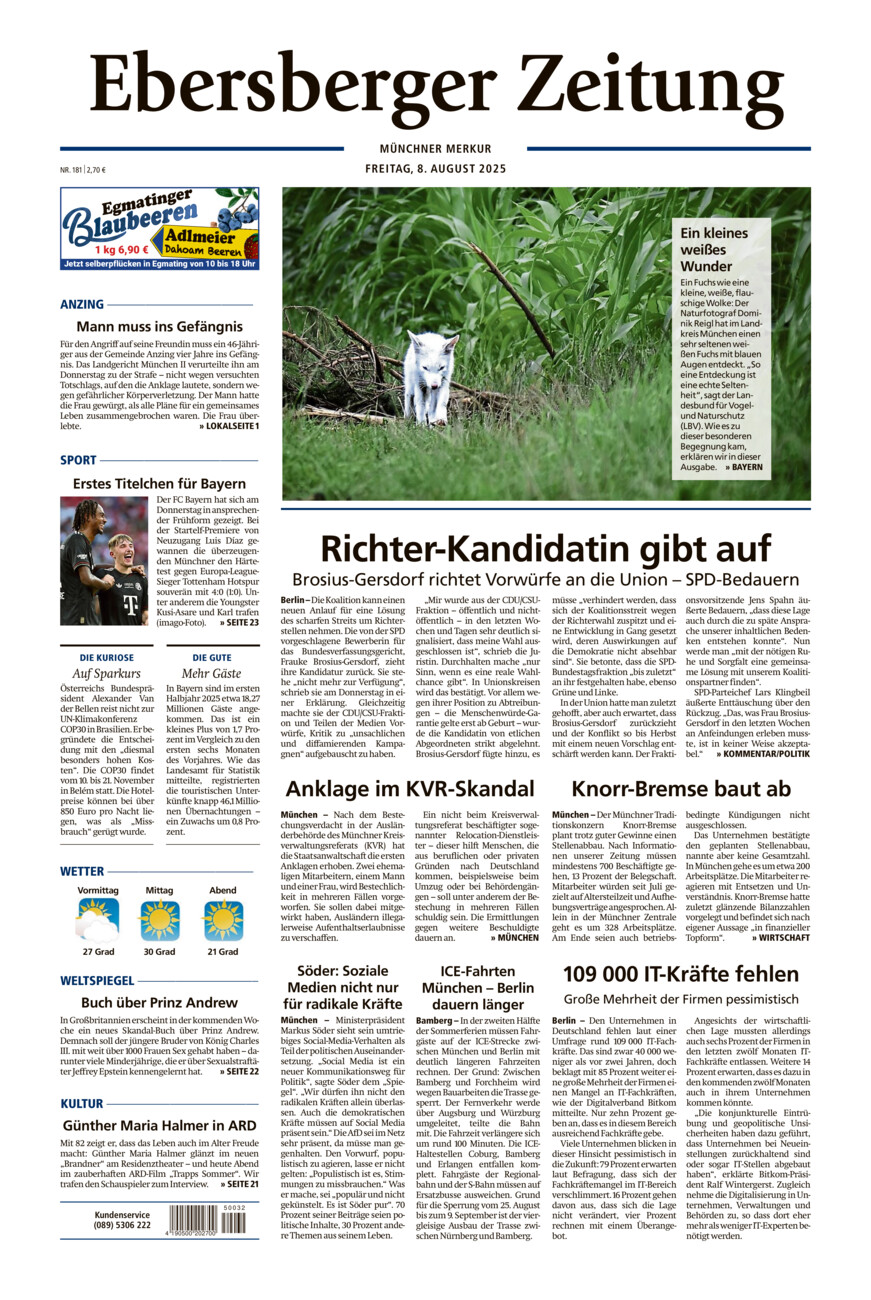 Ebersberger Zeitung vom Freitag, 08.08.2025