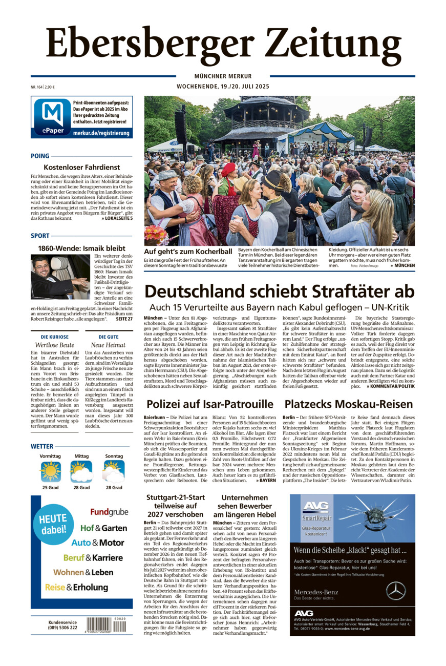 Ebersberger Zeitung vom Samstag, 19.07.2025