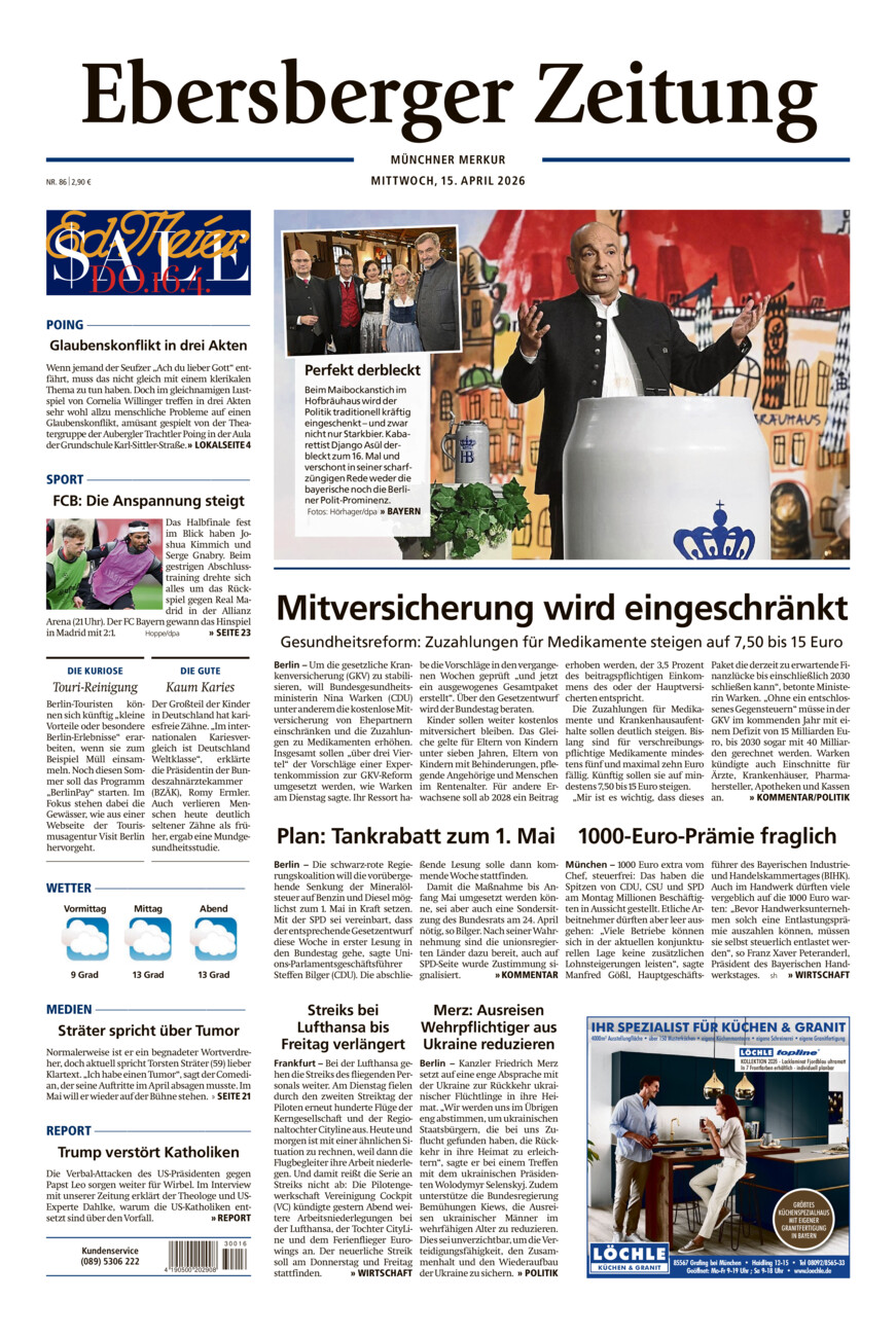 Ebersberger Zeitung vom Mittwoch, 15.04.2026