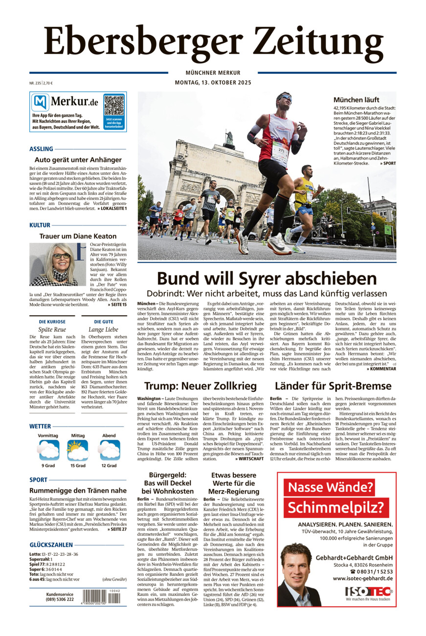 Ebersberger Zeitung vom Montag, 13.10.2025