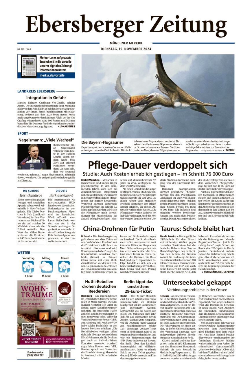 Ebersberger Zeitung vom Dienstag, 19.11.2024