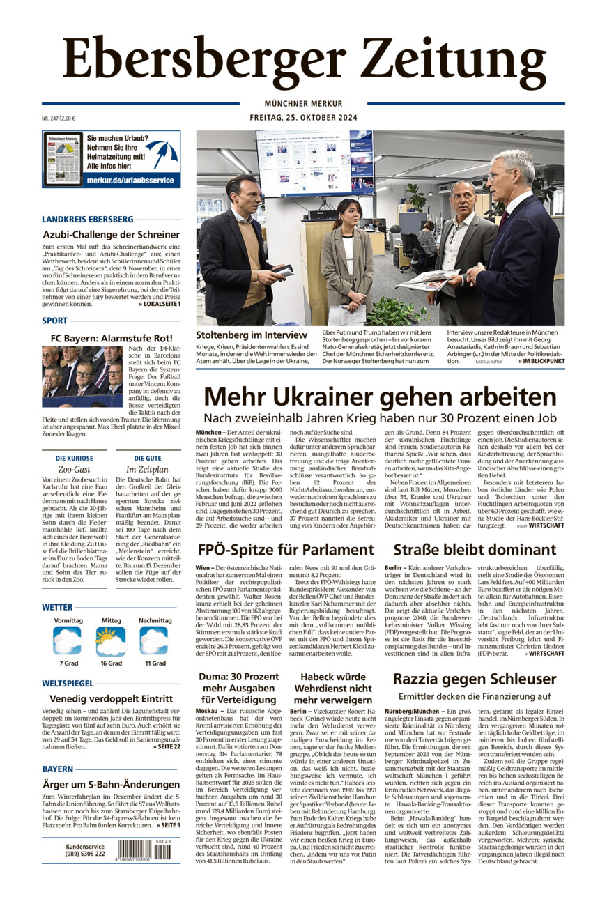 Ebersberger Zeitung vom Freitag, 25.10.2024