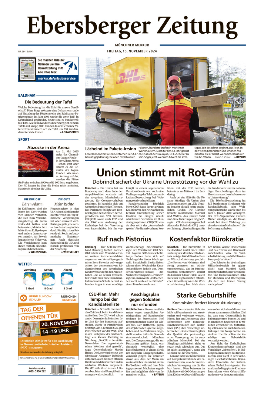 Ebersberger Zeitung vom Freitag, 15.11.2024