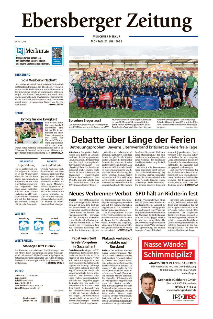 Ebersberger Zeitung vom Montag, 21.07.2025