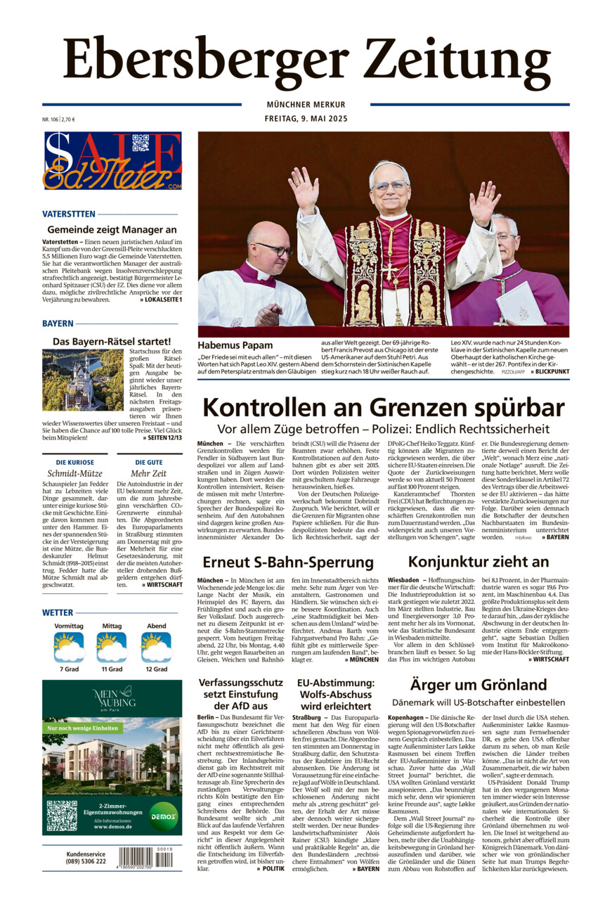 Ebersberger Zeitung vom Freitag, 09.05.2025