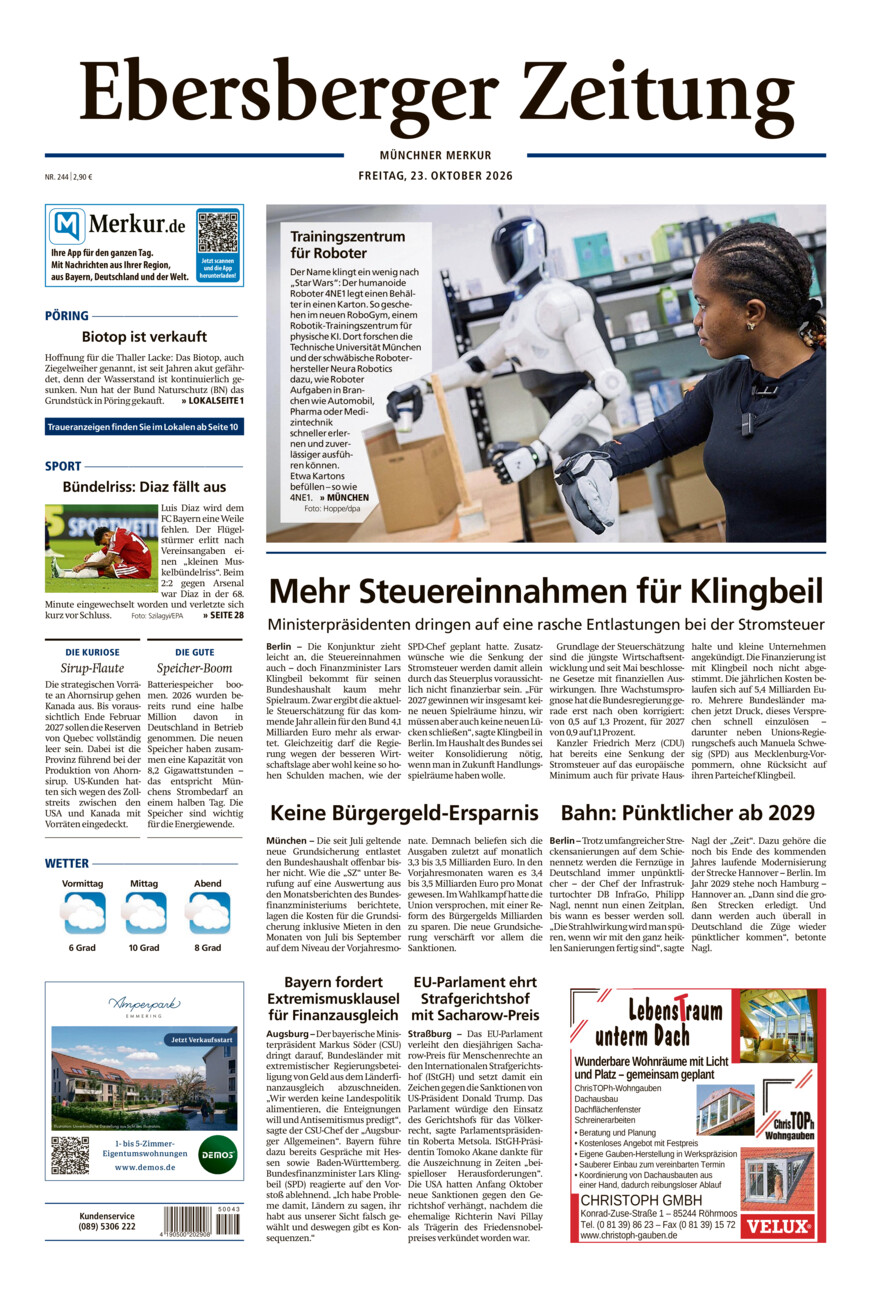 Ebersberger Zeitung vom Freitag, 23.10.2026