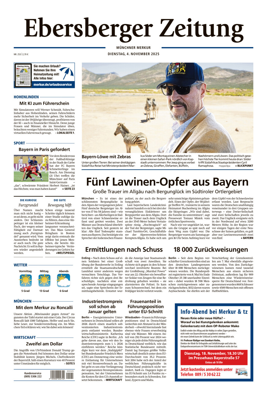 Ebersberger Zeitung vom Dienstag, 04.11.2025