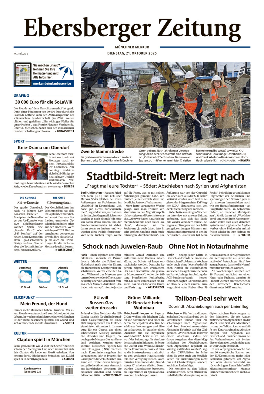 Ebersberger Zeitung vom Dienstag, 21.10.2025