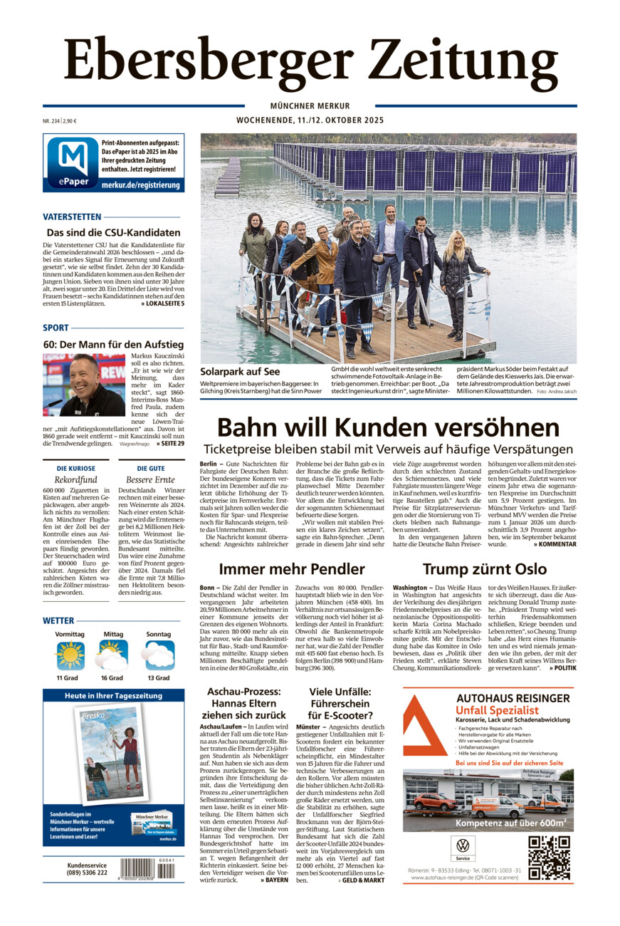 Ebersberger Zeitung vom Samstag, 11.10.2025