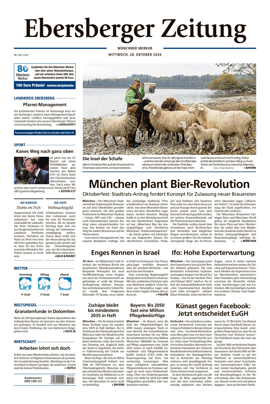 Ebersberger Zeitung vom Mittwoch, 28.10.2026