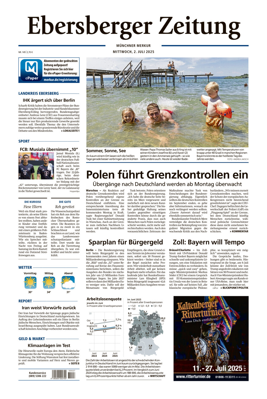 Ebersberger Zeitung vom Mittwoch, 02.07.2025