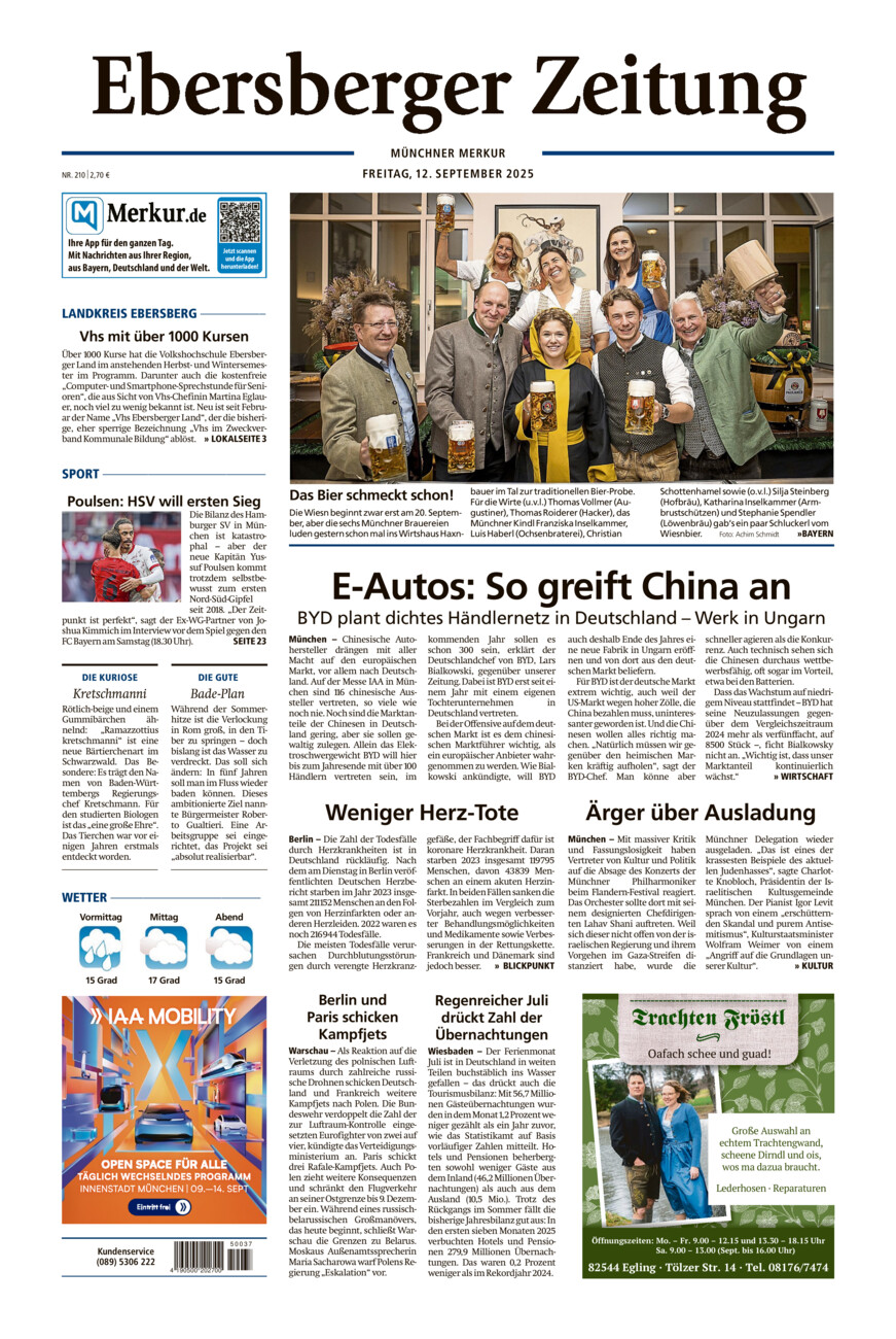 Ebersberger Zeitung vom Freitag, 12.09.2025