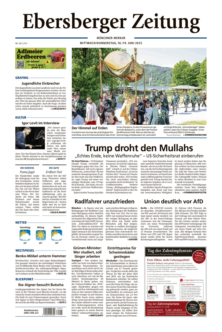 Ebersberger Zeitung vom Mittwoch, 18.06.2025