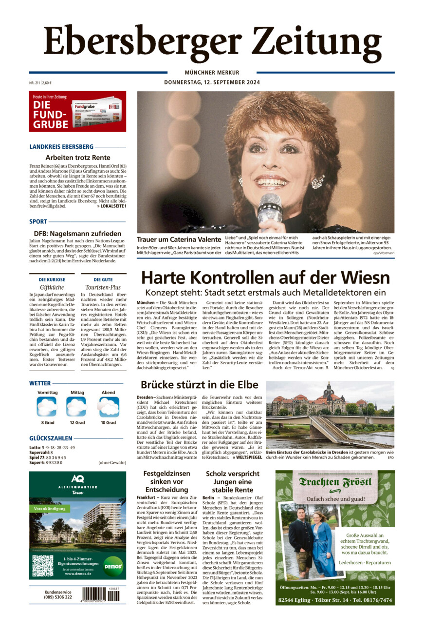 Ebersberger Zeitung vom Donnerstag, 12.09.2024