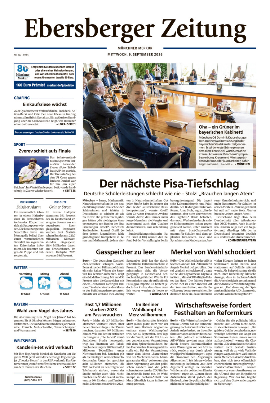Ebersberger Zeitung vom Mittwoch, 09.09.2026