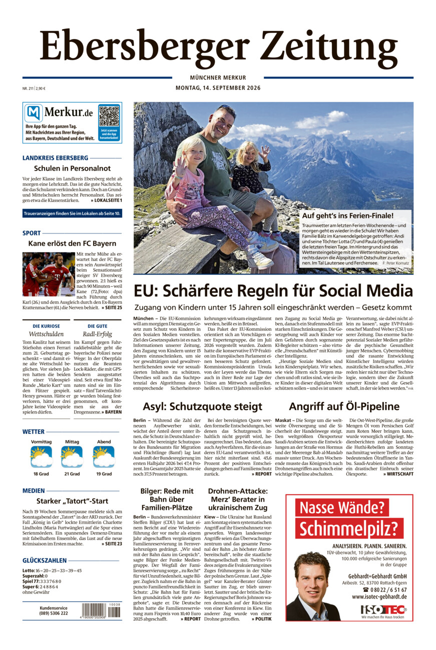 Ebersberger Zeitung vom Montag, 14.09.2026