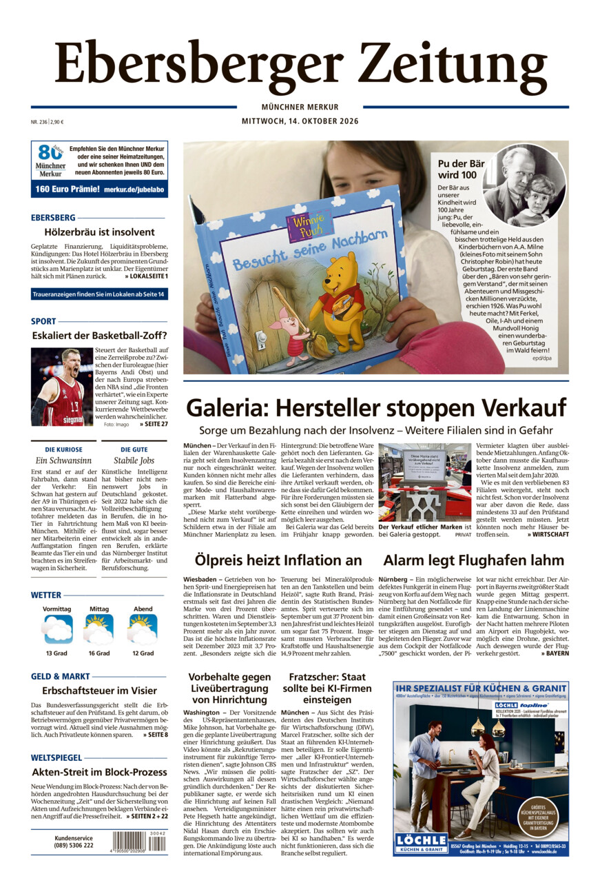 Ebersberger Zeitung vom Mittwoch, 14.10.2026