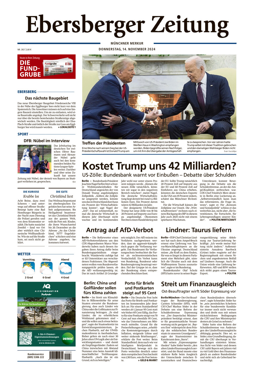 Ebersberger Zeitung vom Donnerstag, 14.11.2024