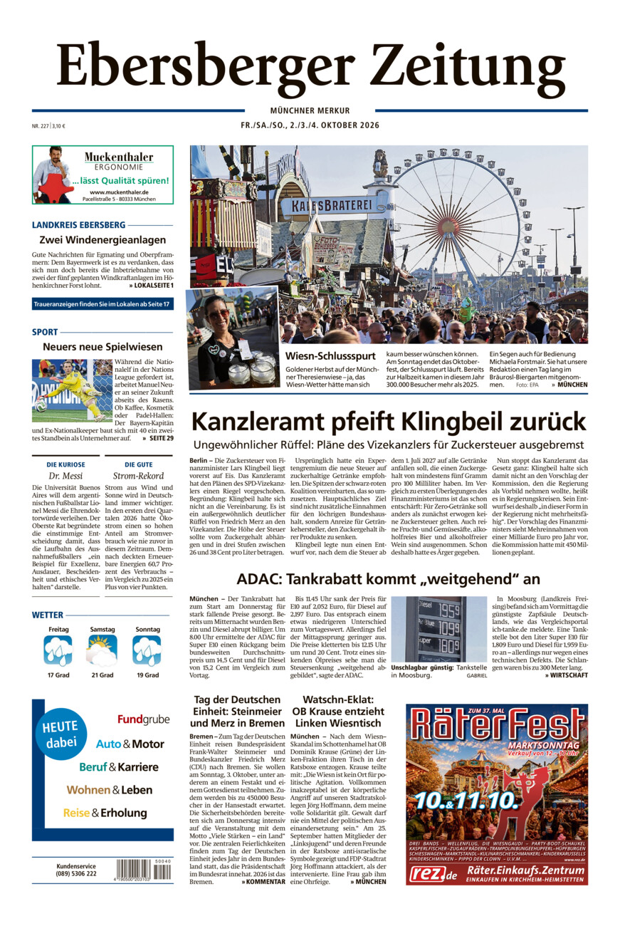 Ebersberger Zeitung vom Freitag, 02.10.2026