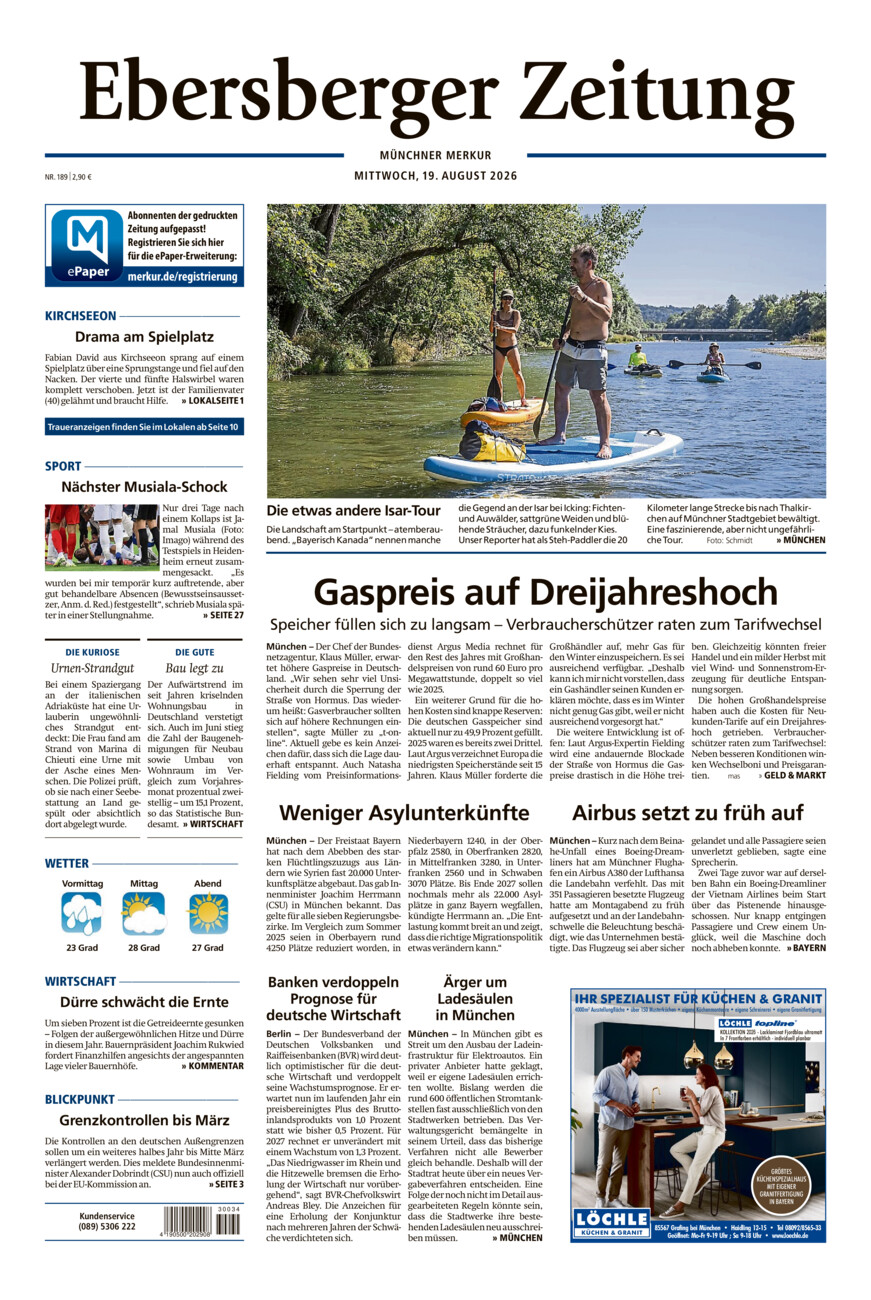 Ebersberger Zeitung vom Mittwoch, 19.08.2026
