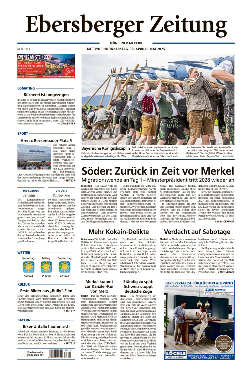 Ebersberger Zeitung vom Mittwoch, 30.04.2025
