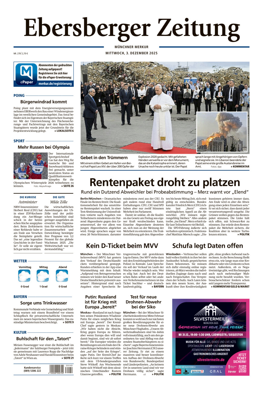 Ebersberger Zeitung vom Mittwoch, 03.12.2025