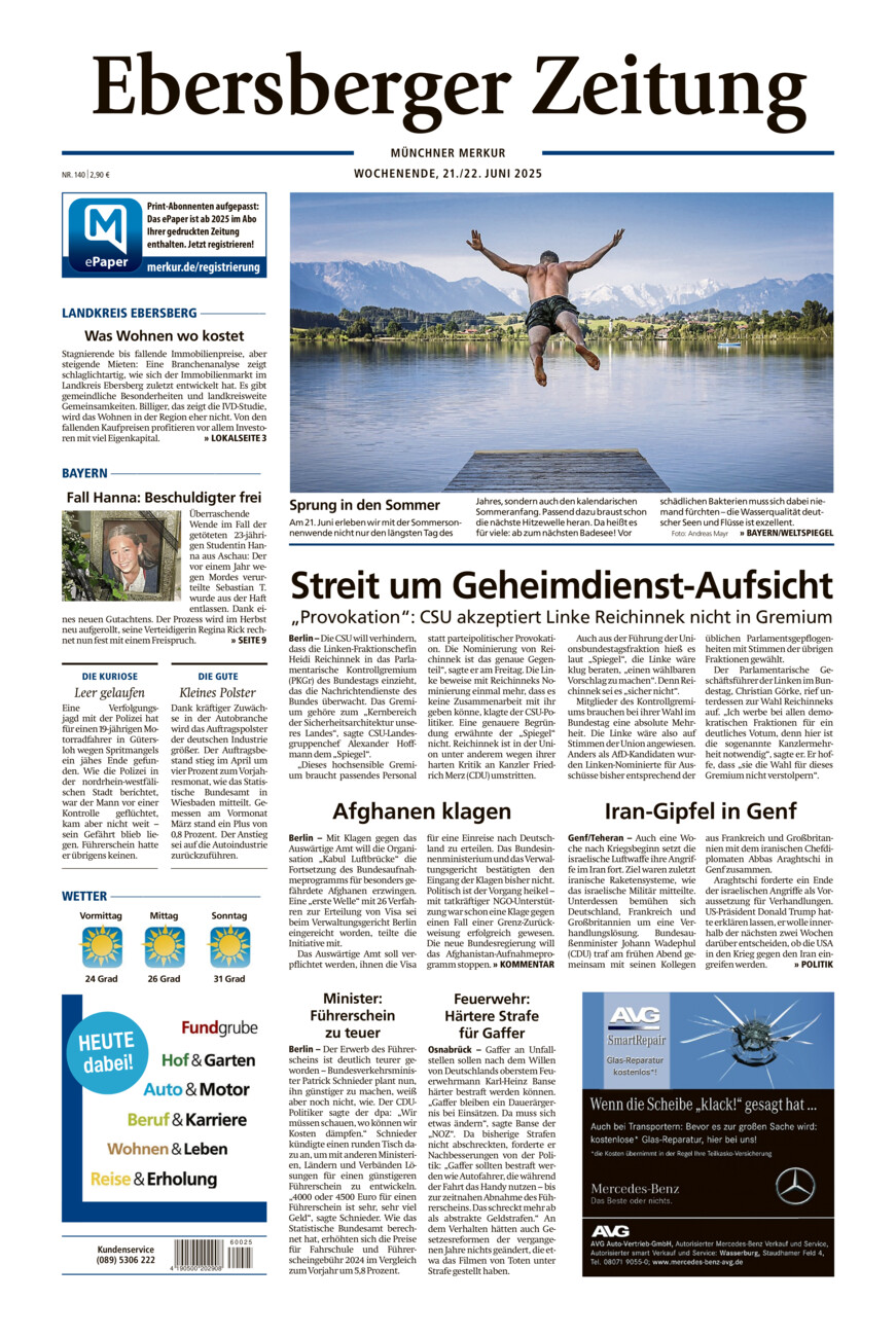 Ebersberger Zeitung vom Samstag, 21.06.2025