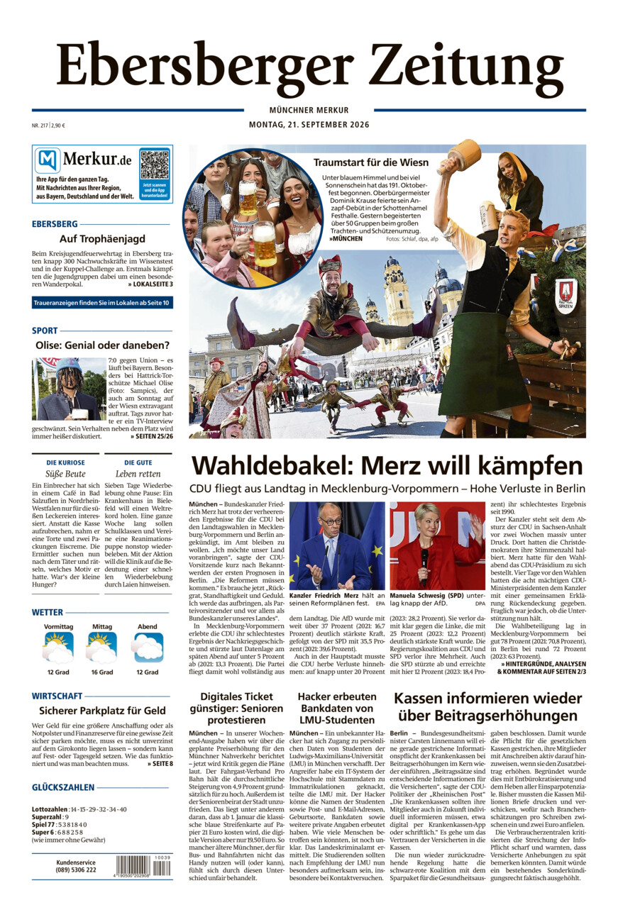 Ebersberger Zeitung vom Montag, 21.09.2026