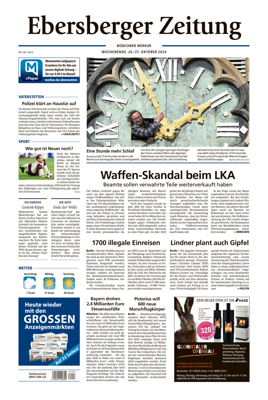 Ebersberger Zeitung vom Samstag, 26.10.2024