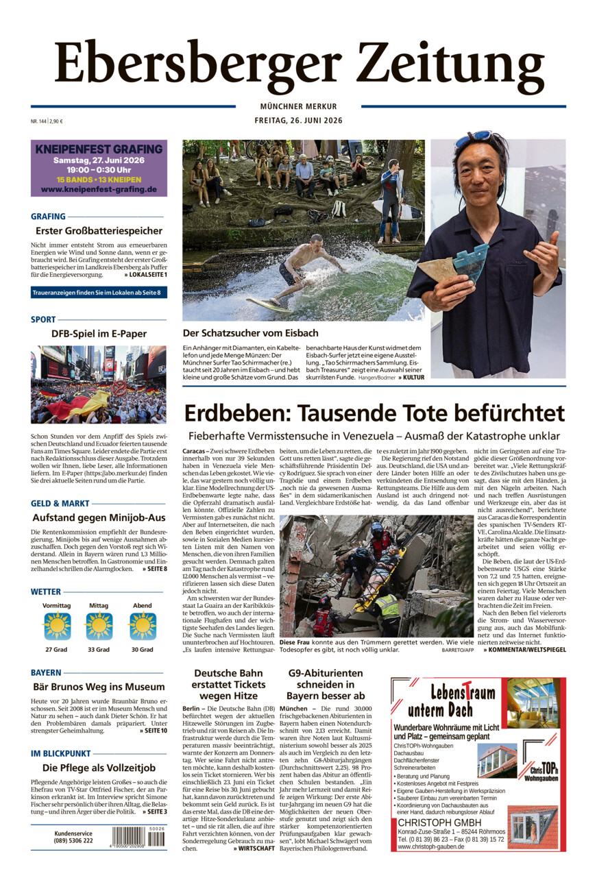 Ebersberger Zeitung vom Freitag, 26.06.2026
