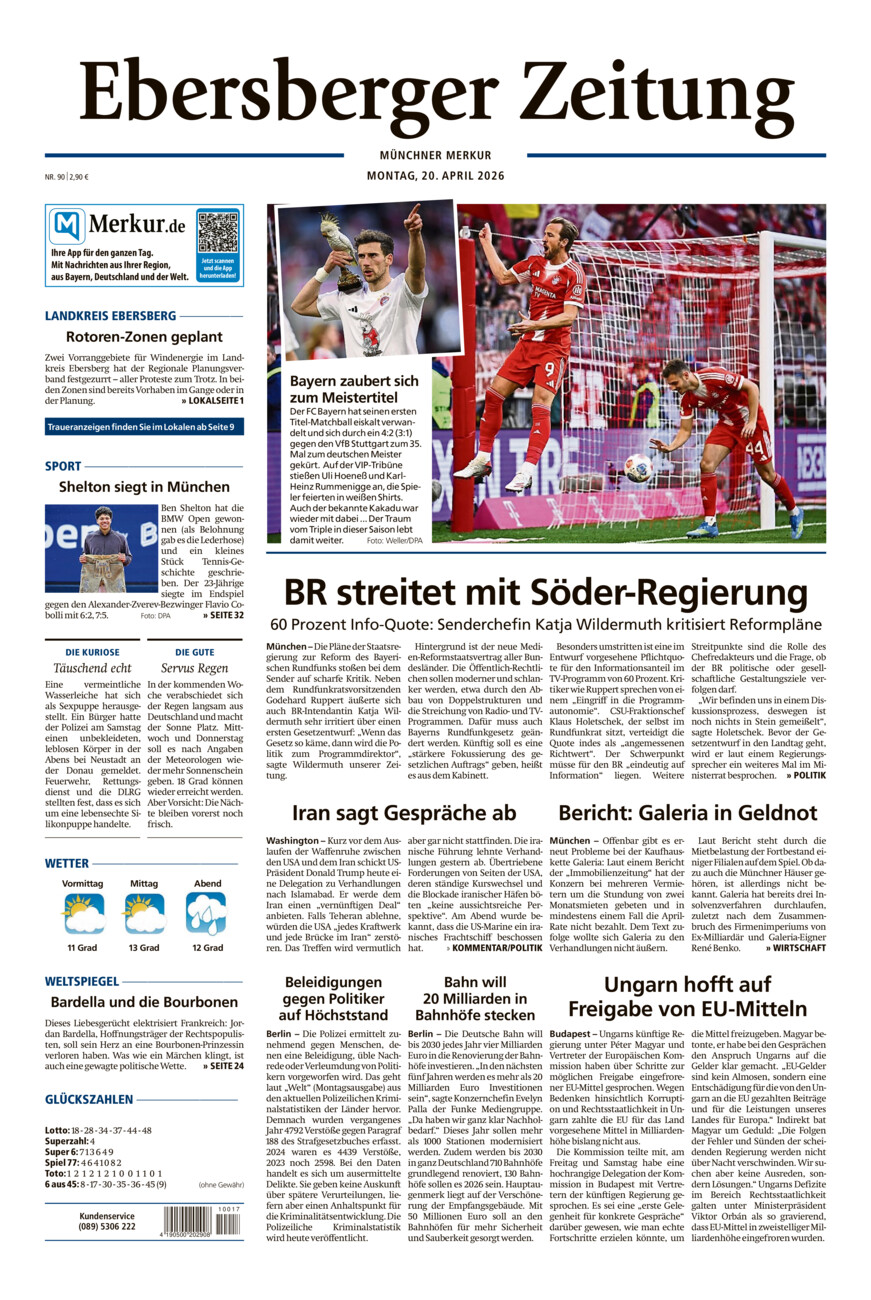 Ebersberger Zeitung vom Montag, 20.04.2026