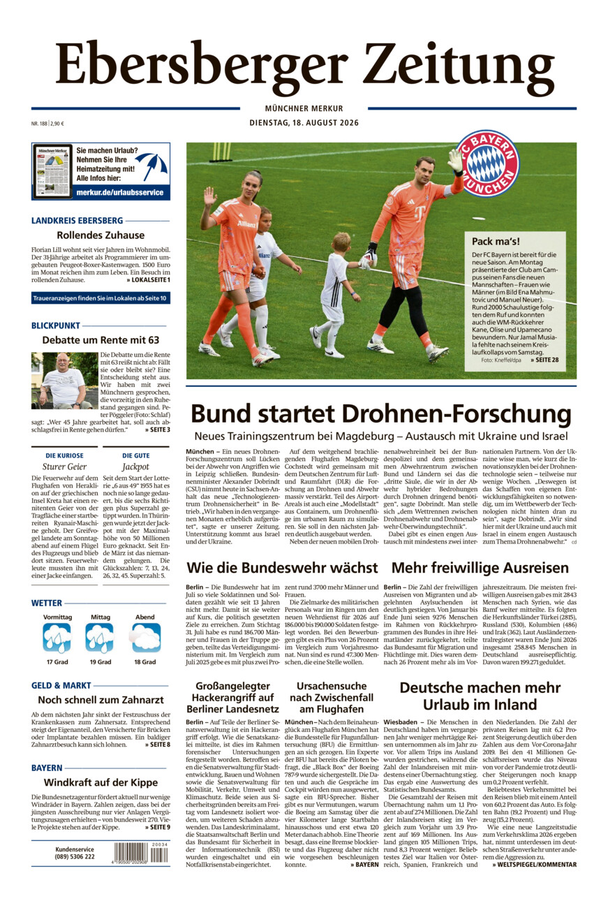 Ebersberger Zeitung vom Dienstag, 18.08.2026