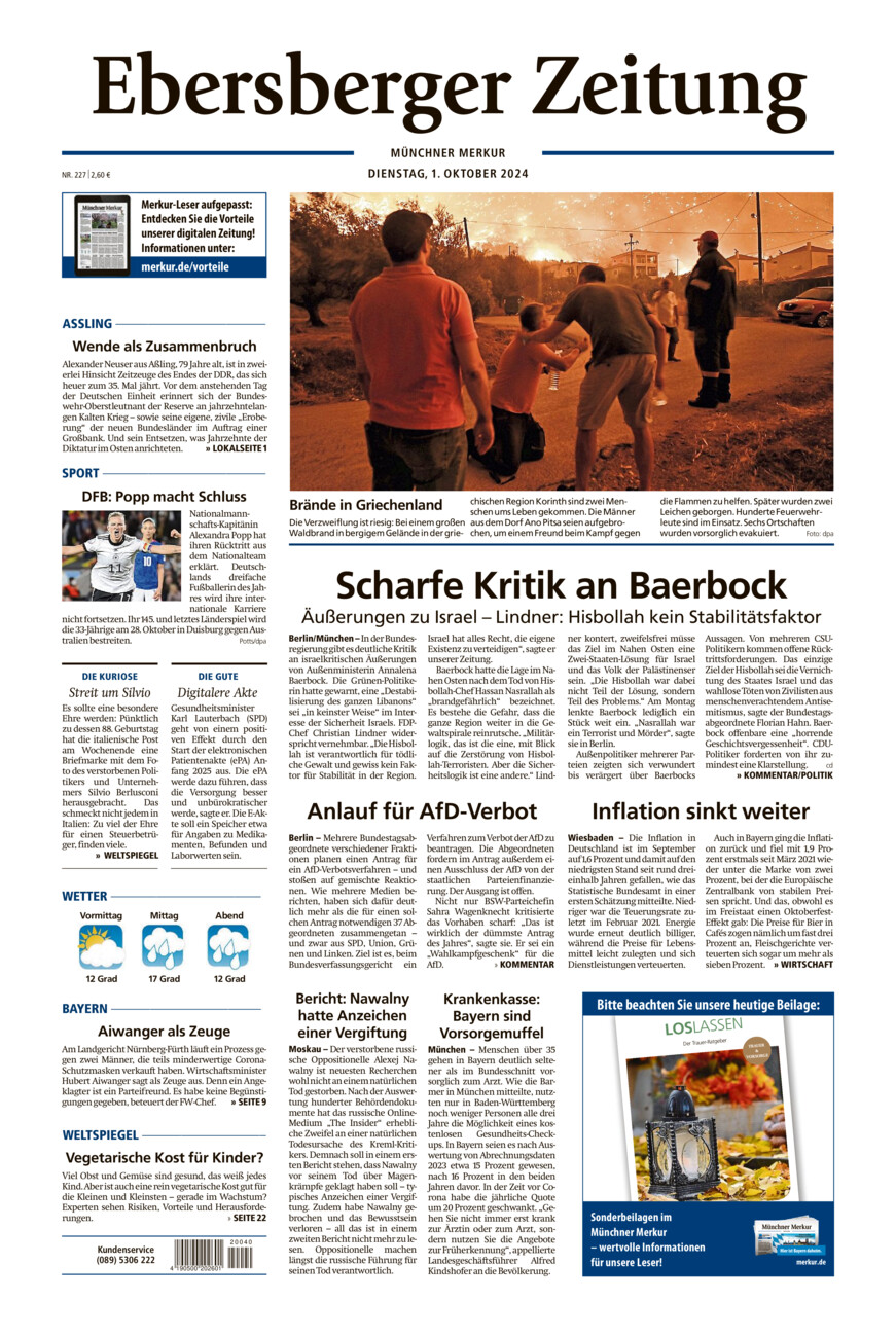 Ebersberger Zeitung vom Dienstag, 01.10.2024