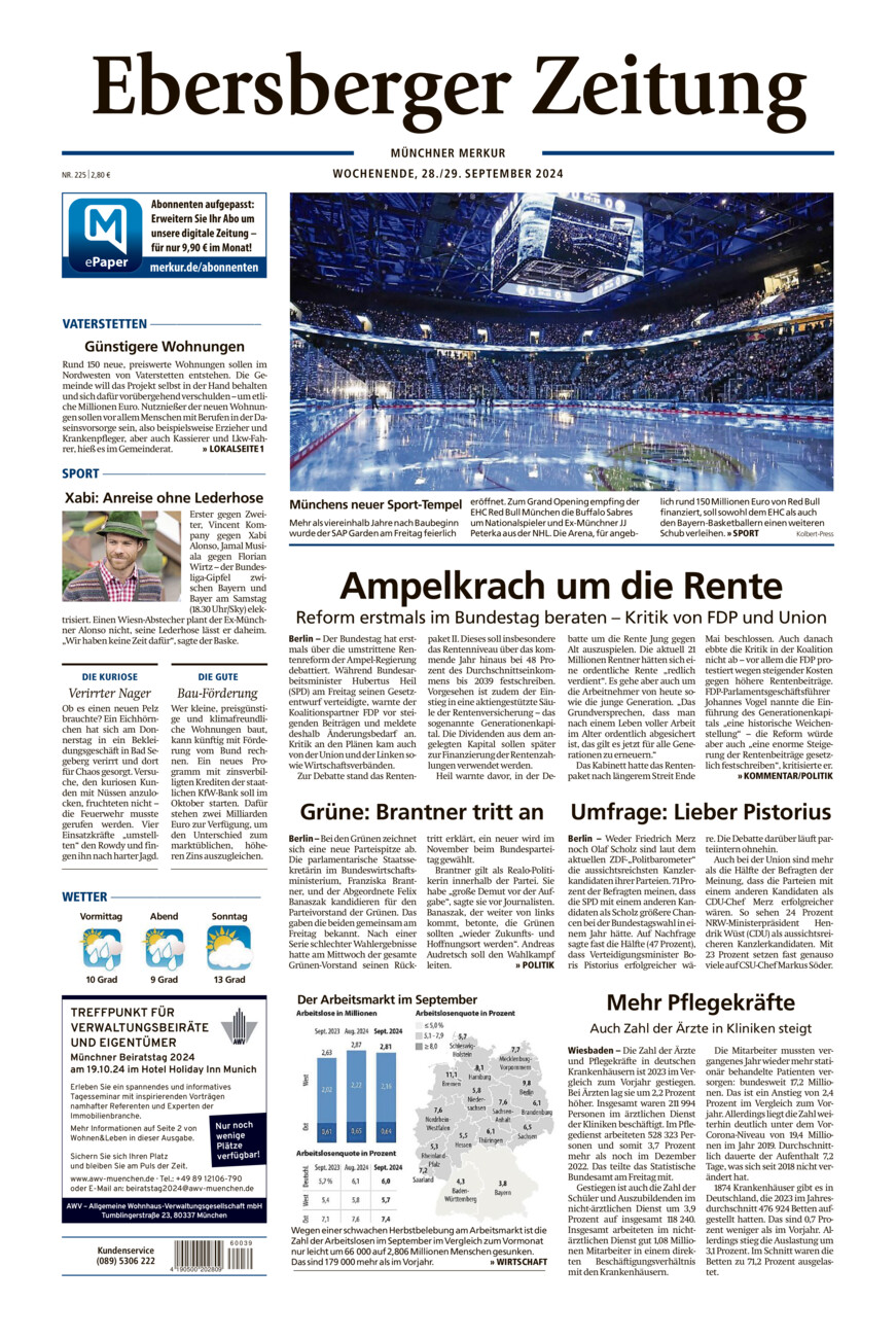 Ebersberger Zeitung vom Samstag, 28.09.2024