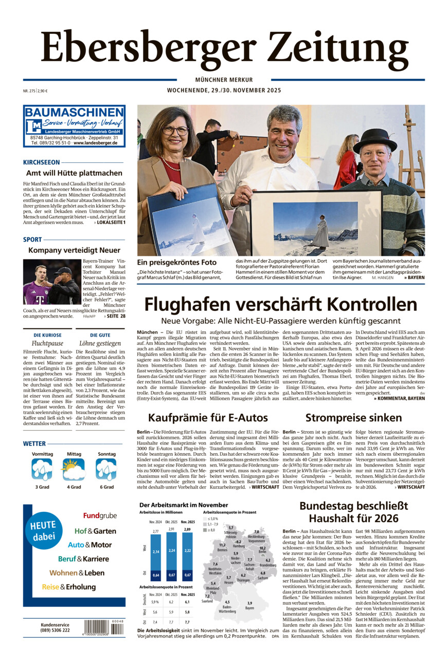 Ebersberger Zeitung vom Samstag, 29.11.2025