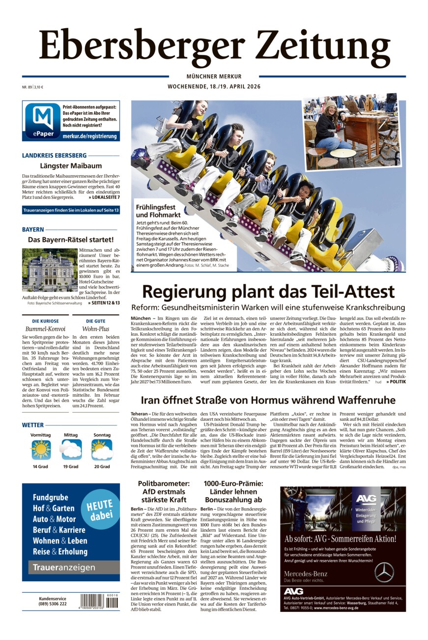 Ebersberger Zeitung vom Samstag, 18.04.2026