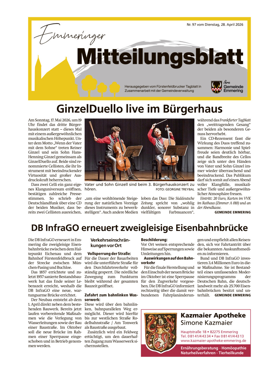 Mitteilungsblatt Emmering vom Dienstag, 28.04.2026