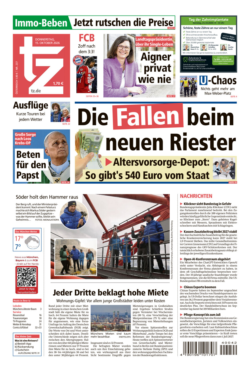 tz vom 15.10. vom Donnerstag, 15.10.2026